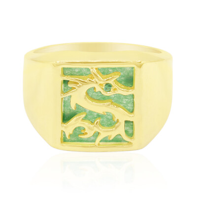 Anillo en plata con Jade verde