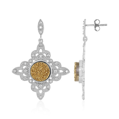 Pendientes en plata con Ágata dorada brillante