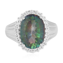 Anillo en plata con Cuarzo místico verde