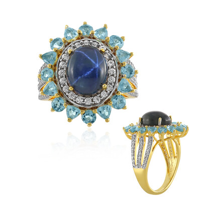 Anillo en plata con Zafiro estrella azul