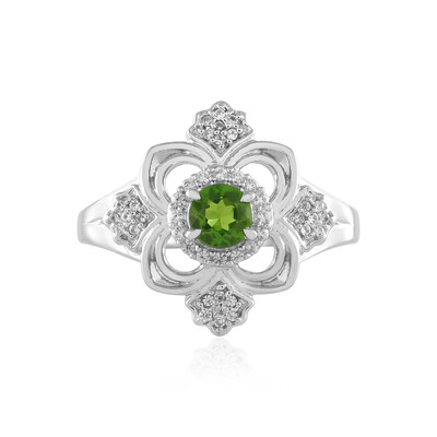Anillo en plata con Diópsido de Rusia