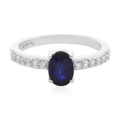 Anillo en plata con Zafiro azul de Madagascar