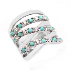 Anillo en plata con Campitos turquesas (Anne Bever)