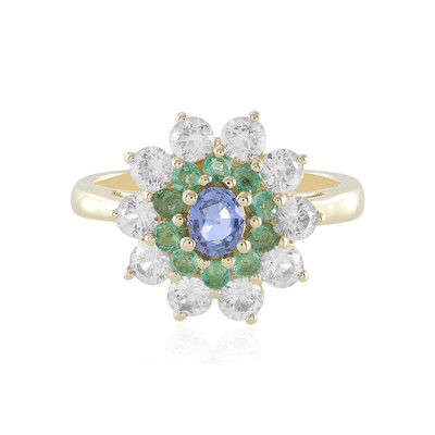 Anillo en oro con Zafiro azul Ceylon sin calentar (Adela Gold)