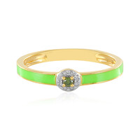 Anillo en plata con Diamante verde I4