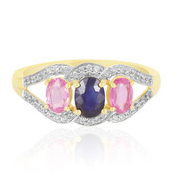 Anillo en plata con Zafiro azul de Madagascar