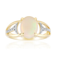Anillo en oro con Ópalo blanco de Brasil