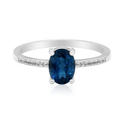 Anillo en plata con Topacio azul de Londres