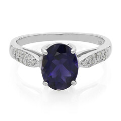 Anillo en plata con Iolita de Ceilán