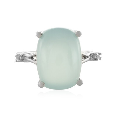 Anillo en plata con Calcedonia agua