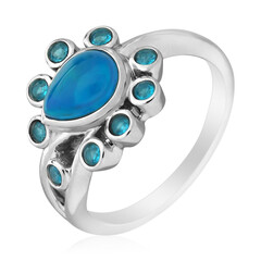 Anillo en plata con Ópalo azul neón