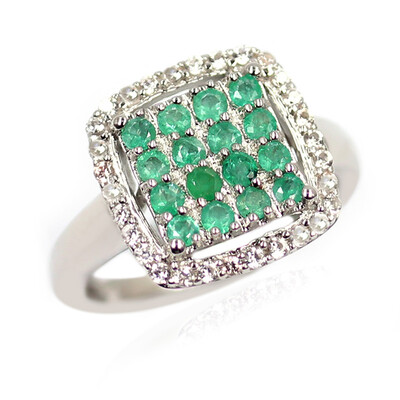 Anillo en plata con Esmeralda de Zambia