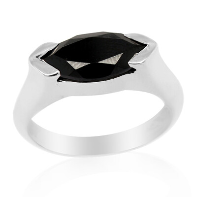Anillo de hombre en plata con Espinela negra