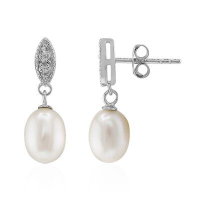 Pendientes en plata con Perla Freshwater