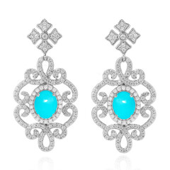 Pendientes en plata con Turquesa bella durmiente (Dallas Prince Designs)