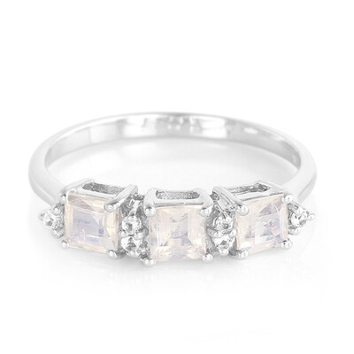 Anillo en plata con Piedra de Luna arcoíris