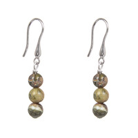Pendientes en plata con Riolita selva tropical