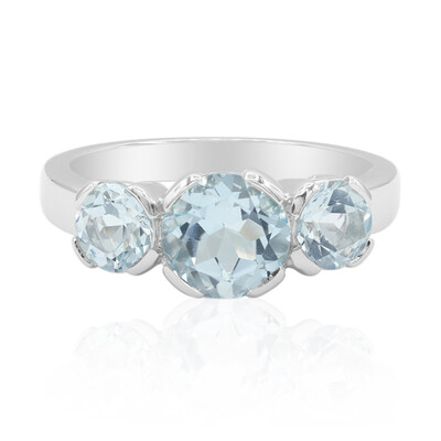 Anillo en plata con Topacio azul cielo