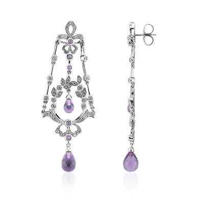 Pendientes en plata con Amatista de Zambia (Dallas Prince Designs)