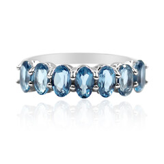Anillo en plata con Topacio azul de Londres