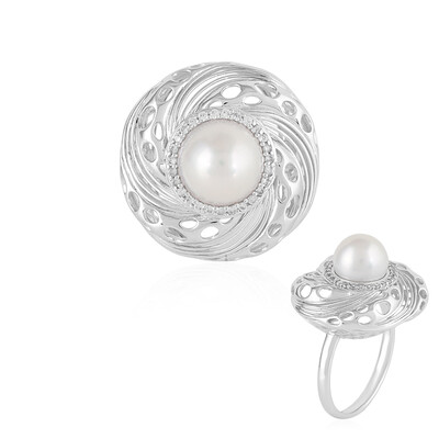 Anillo en oro con Perla blanca Freshwater (Ornaments by de Melo)