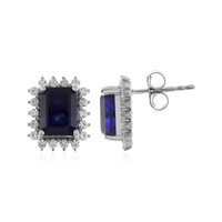 Pendientes en plata con Zafiro azul de Madagascar