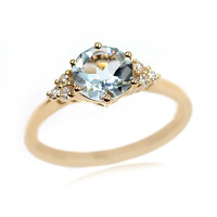 Anillo en oro con Aguamarina