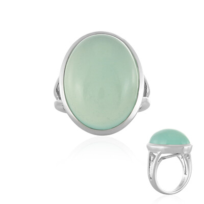 Anillo en plata con Calcedonia agua