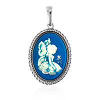 Colgante en plata con Ámbar azul