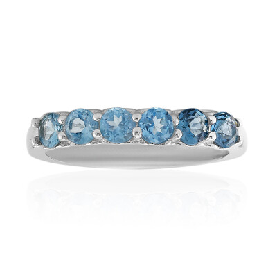 Anillo en plata con Topacio azul de Londres