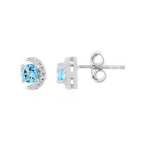 Pendientes en plata con Topacio azul suizo