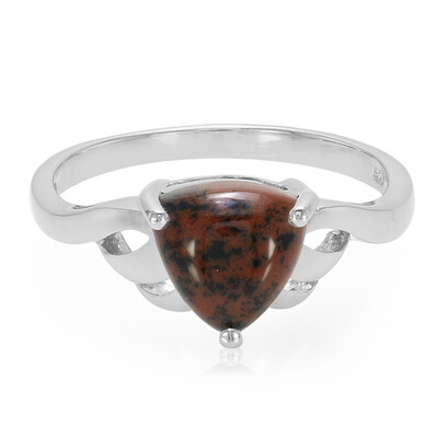 Anillo en plata con Obsidiana caoba