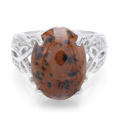 Anillo en plata con Obsidiana caoba