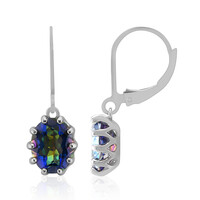 Pendientes en plata con Cuarzo Místico azul