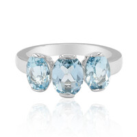 Anillo en plata con Topacio azul cielo