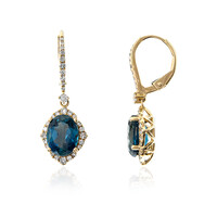 Pendientes en oro con Topacio azul de Londres