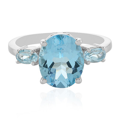 Anillo en plata con Topacio azul cielo