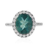 Anillo en plata con Fluorita tono petróleo de Bélgica