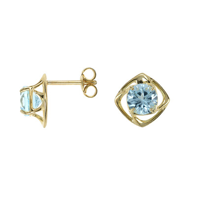 Pendientes en oro con Topacio azul cielo (dagen)