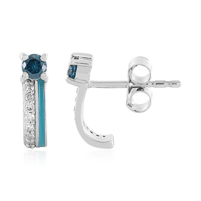 Pendientes en plata con Diamante azul I4
