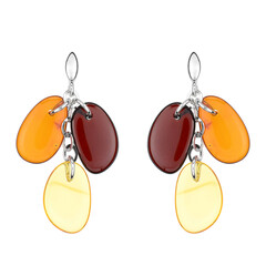 Pendientes en plata con Ámbar báltico cognac