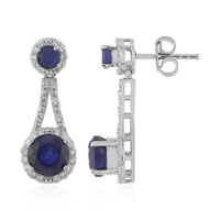 Pendientes en plata con Zafiro azul de Madagascar