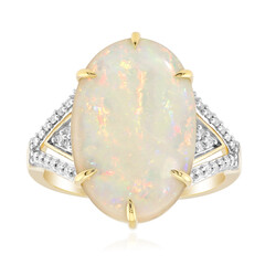 Anillo en oro con Ópalo blanco de Brasil