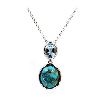 Collar en plata con Turquesa azul cuprífera (Faszination Türkis)