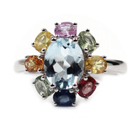 Anillo en plata con Topacio azul cielo
