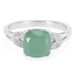 Anillo en plata con Calcedonia verde