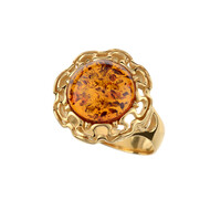Anillo en plata con Ámbar báltico cognac