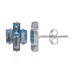 Pendientes en plata con Topacio azul suizo
