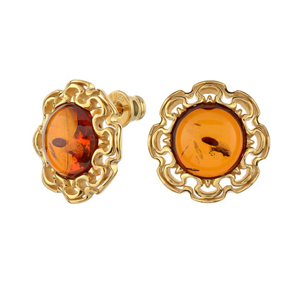 Pendientes en plata con Ámbar báltico cognac (dagen)