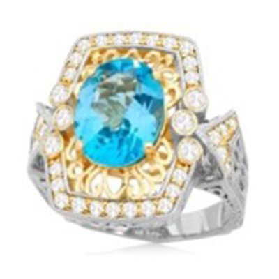 Anillo en plata con Topacio azul suizo (Dallas Prince Designs)